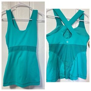 Lululemon swift mesh tank turquoise blue size 6
